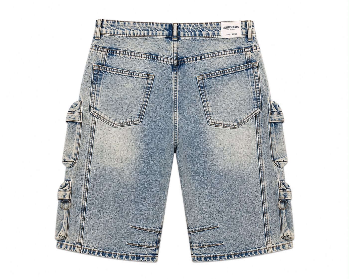 Jorts Cargo Acid Wash Multi-Pocket