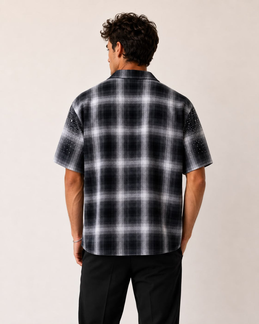 Camicia Oversize a Quadri con Strass – STARDUST