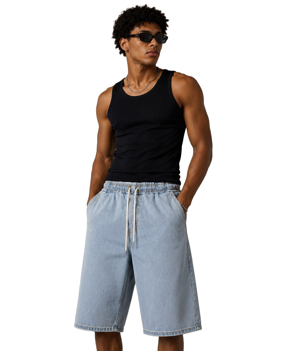 Jorts baggy uomo azzurri – Vita elasticizzata
