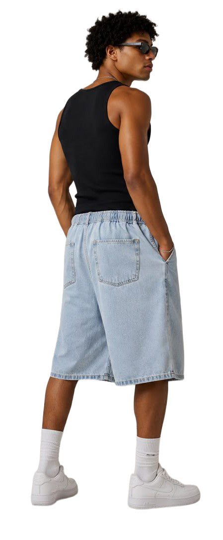 Jorts baggy uomo azzurri – Vita elasticizzata