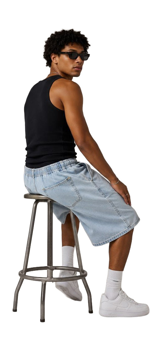 Jorts baggy uomo azzurri – Vita elasticizzata