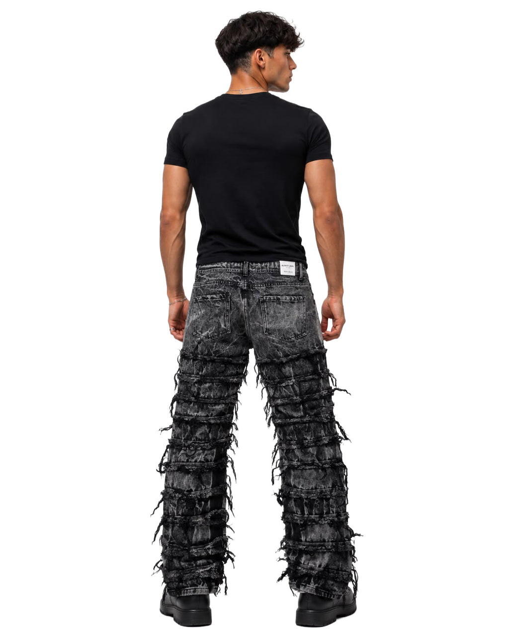 Jeans baggy uomo neri slavati – Dettagli sfrangiati