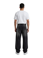 Jeans baggy balloon uomo neri – Dettagli patchwork sfrangiati