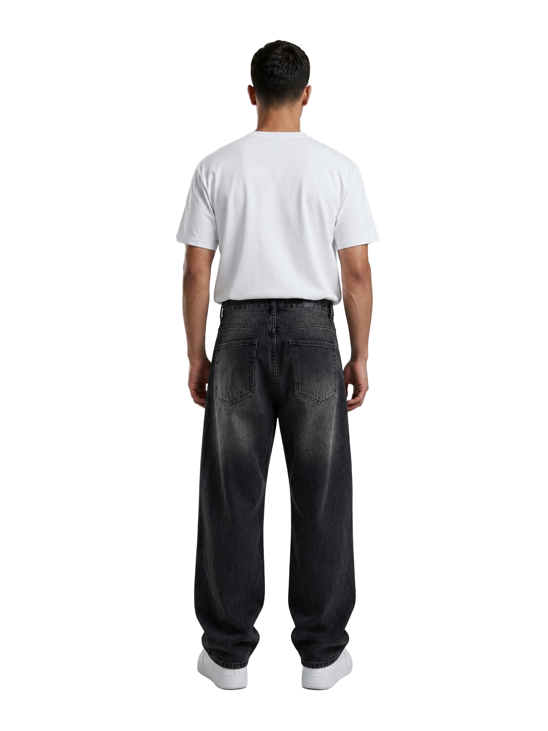 Jeans baggy balloon uomo neri – Dettagli patchwork sfrangiati