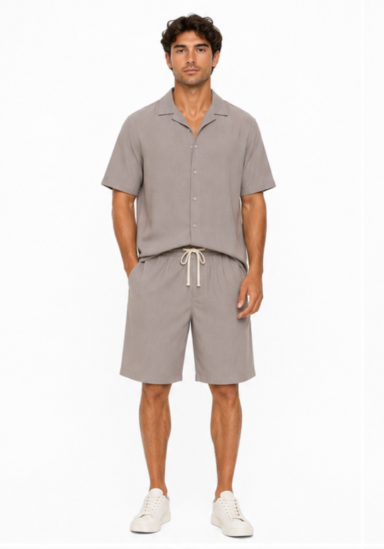 Completo Estivo Uomo Camicia e Bermuda – Tortora