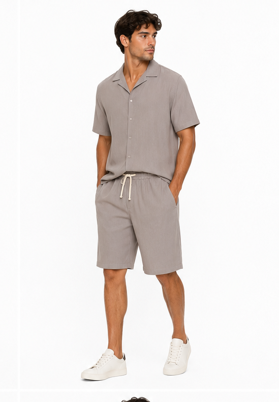 Completo Estivo Uomo Camicia e Bermuda – Tortora