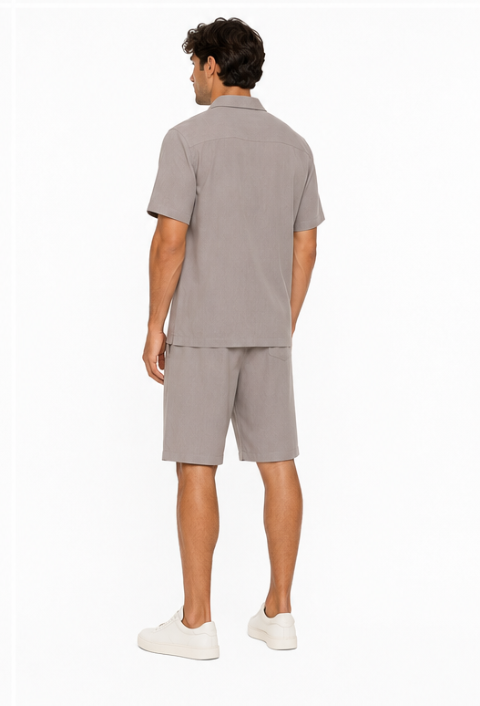 Completo Estivo Uomo Camicia e Bermuda – Tortora