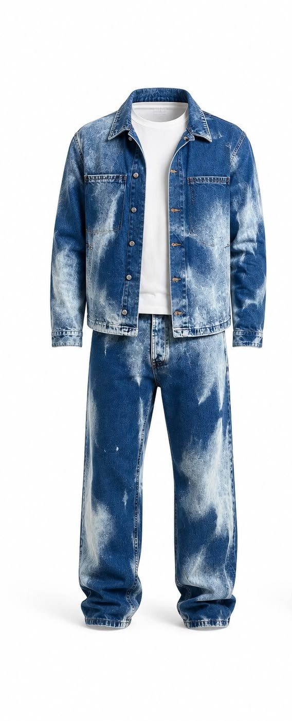 Completo Denim Uomo Blu Slavato Made in Italy