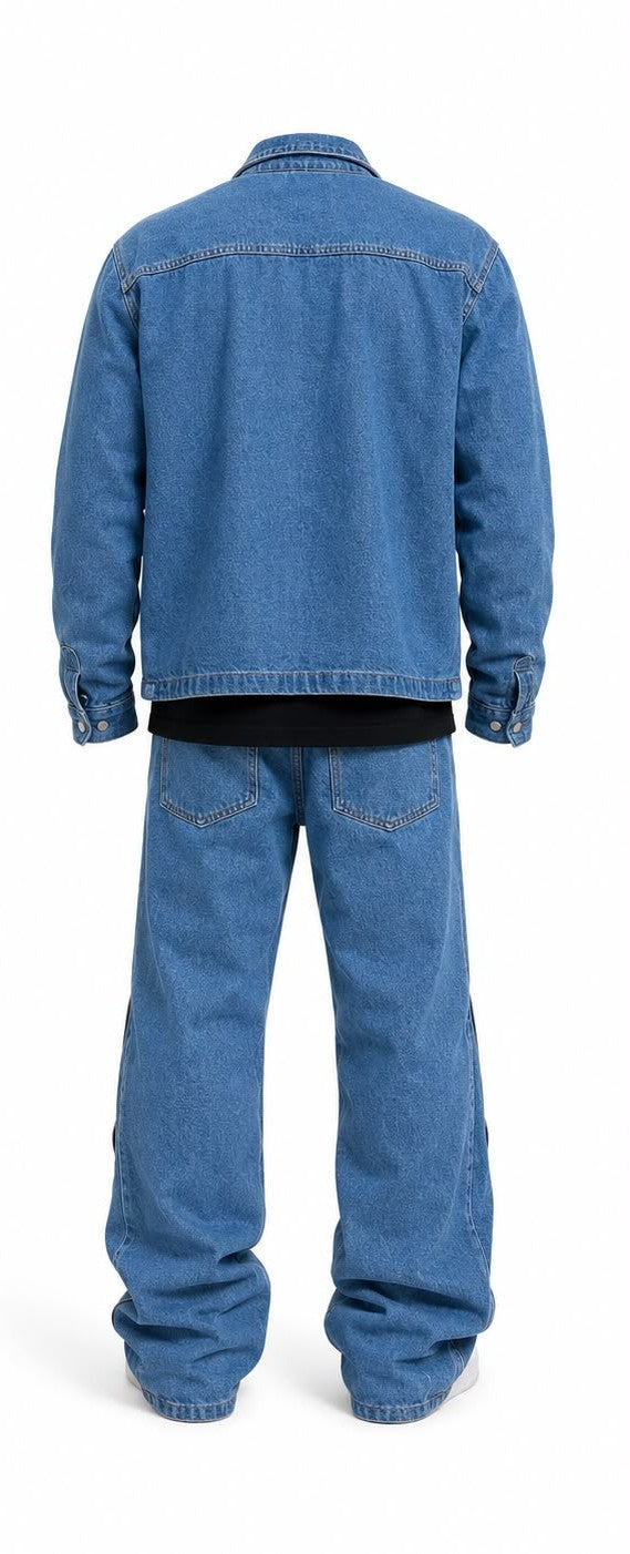 Completo Denim Uomo Blu con Zip Laterali Made in Italy