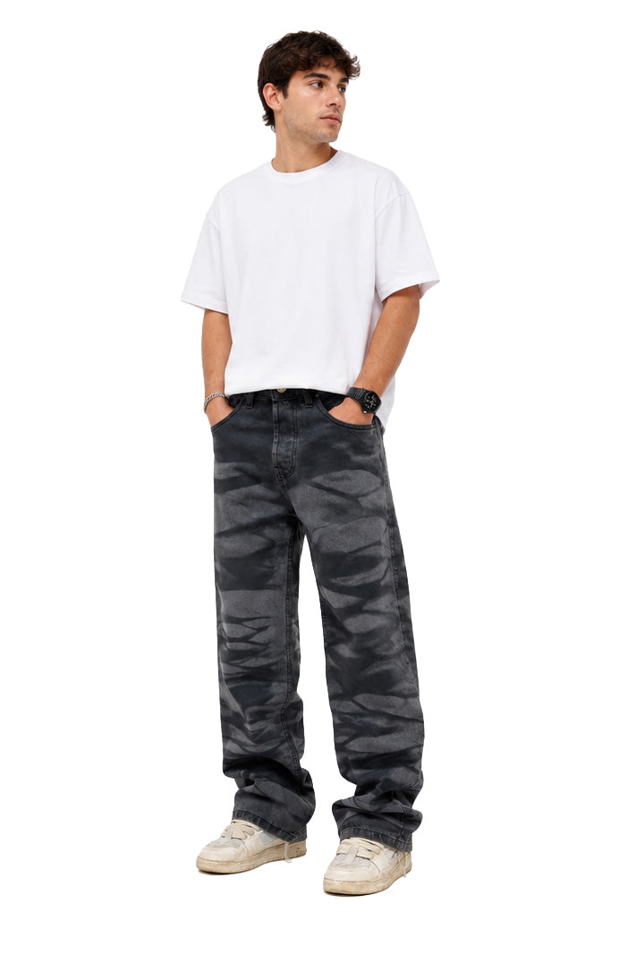 Jeans baggy uomo grigio antracite – Effetto Shadow Wash Made in Italy