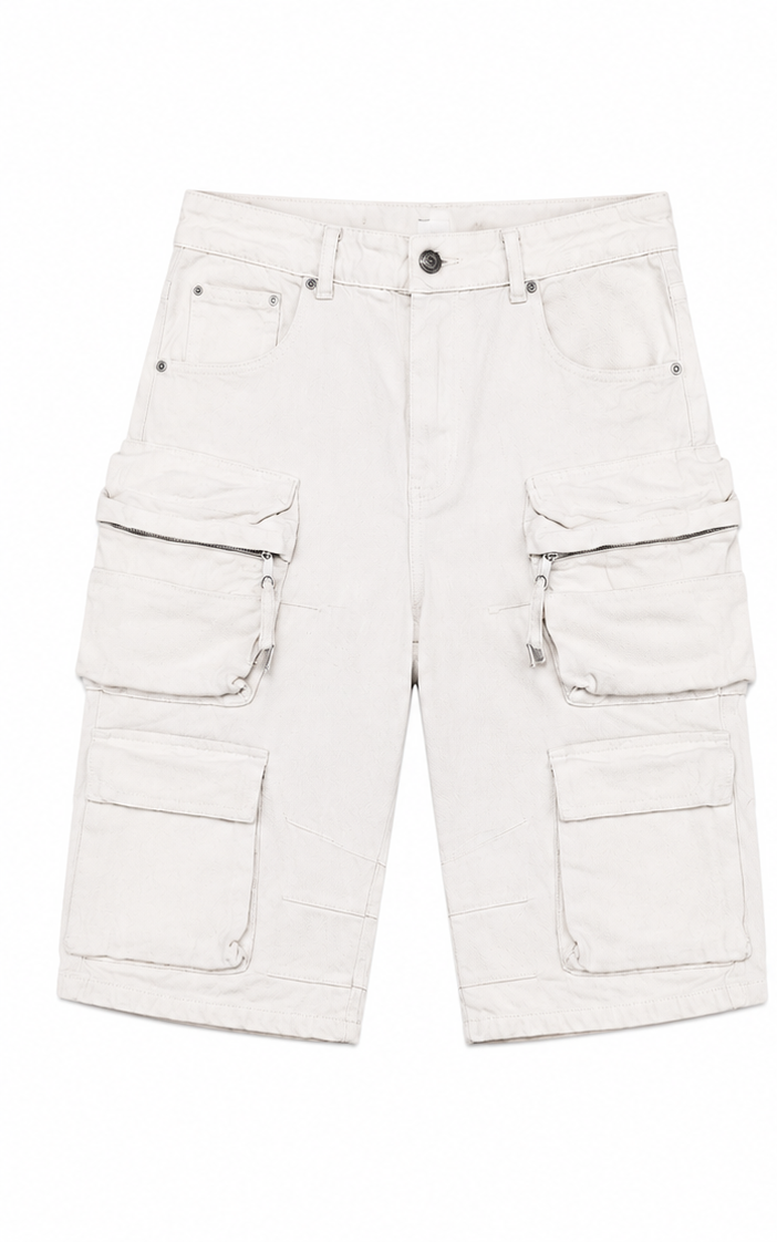 Jorts Cargo Multi-Pocket White
